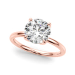 LUMEO Round Hidden Halo Diamond Engagement Ring Front View in 18k Solid Rose Gold 