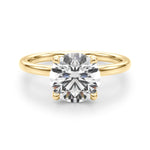LUMEO Round Hidden Halo Diamond Engagement Ring Angle View in 18k Solid Yellow Gold 