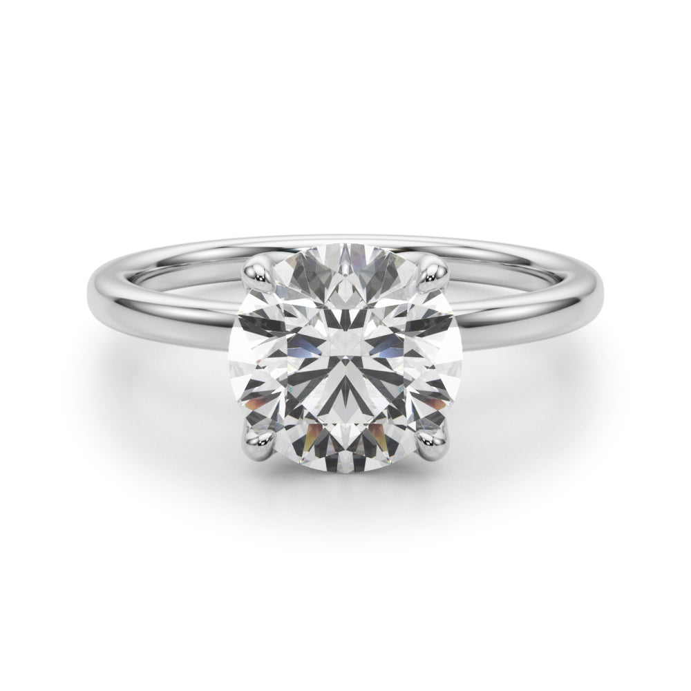 LUMEO Round Hidden Halo Diamond Engagement Ring Angle View in Platinum 