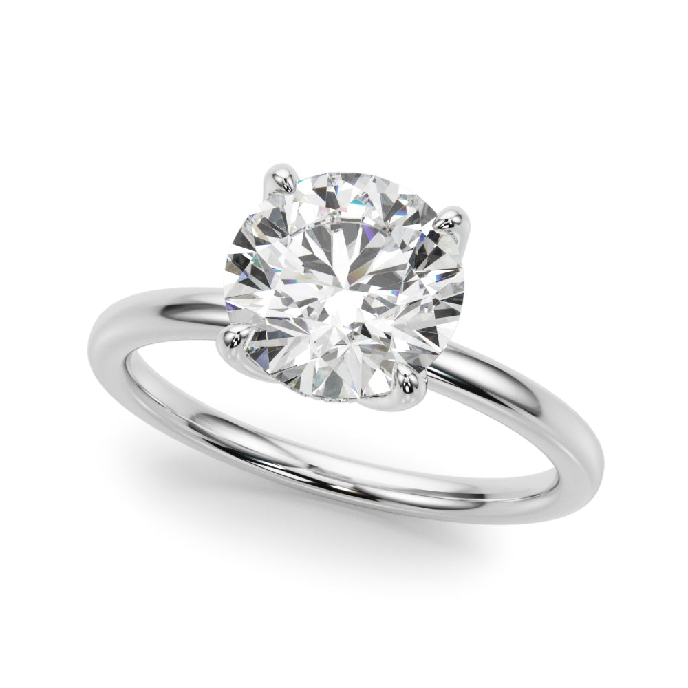 LUMEO Round Hidden Halo Diamond Engagement Ring Front View in Platinum 