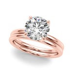 LUMEO Round Hidden Halo Diamond Engagement Ring Set in 18k Solid Rose Gold 