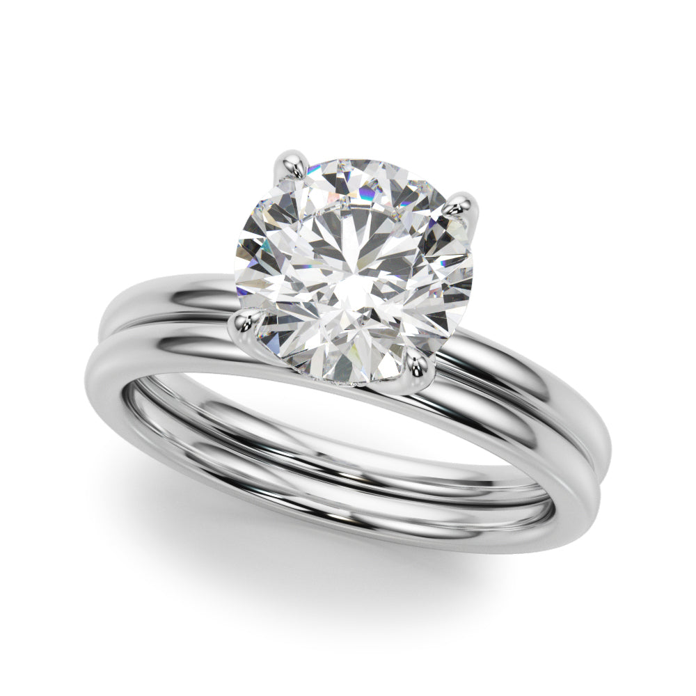 LUMEO Round Hidden Halo Diamond Engagement Ring Set in Platinum 