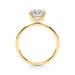 LUMEO Round Hidden Halo Diamond Engagement Ring Side View in 18k Solid Yellow Gold 