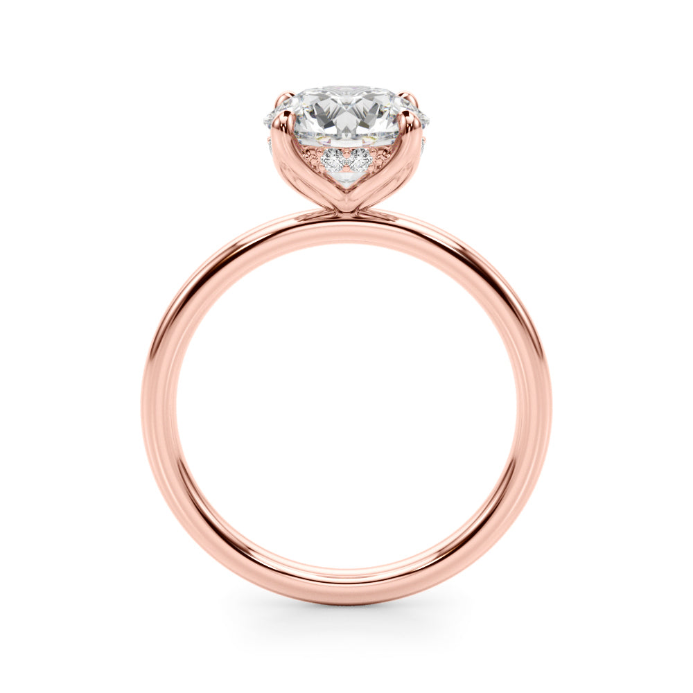 LUMEO Round Hidden Halo Diamond Engagement Ring Side View in 18k Solid Rose Gold 