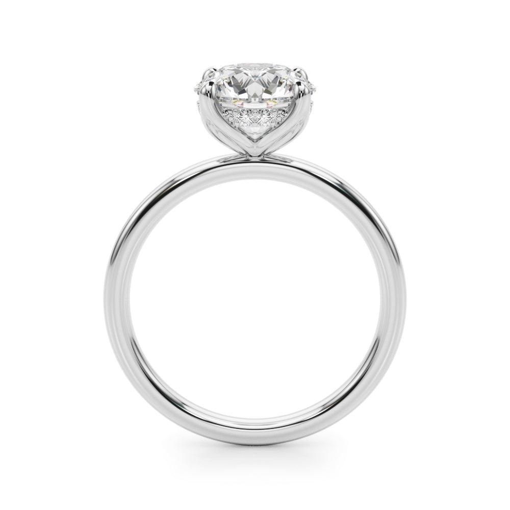 LUMEO Round Hidden Halo Diamond Engagement Ring Side View in Platinum 