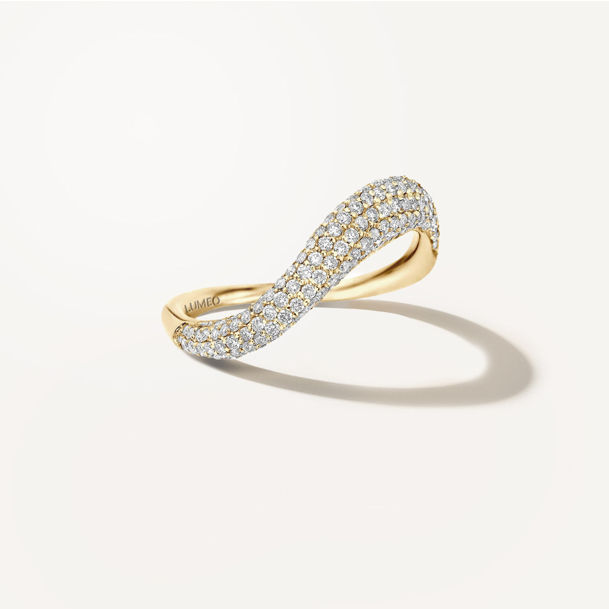 LUMEO Oriane Pave Ring in 18k Solid Yellow Gold 