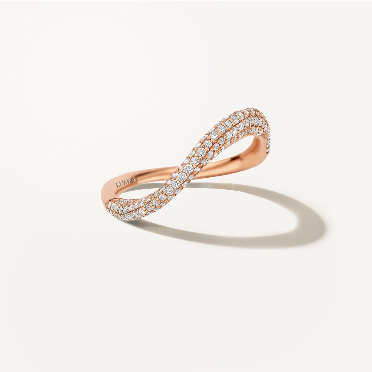 LUMEO Wave Ring Pave in 18k Solid Rose Gold 