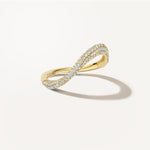 LUMEO Wave Ring Pave in 18k Solid Yellow Gold 