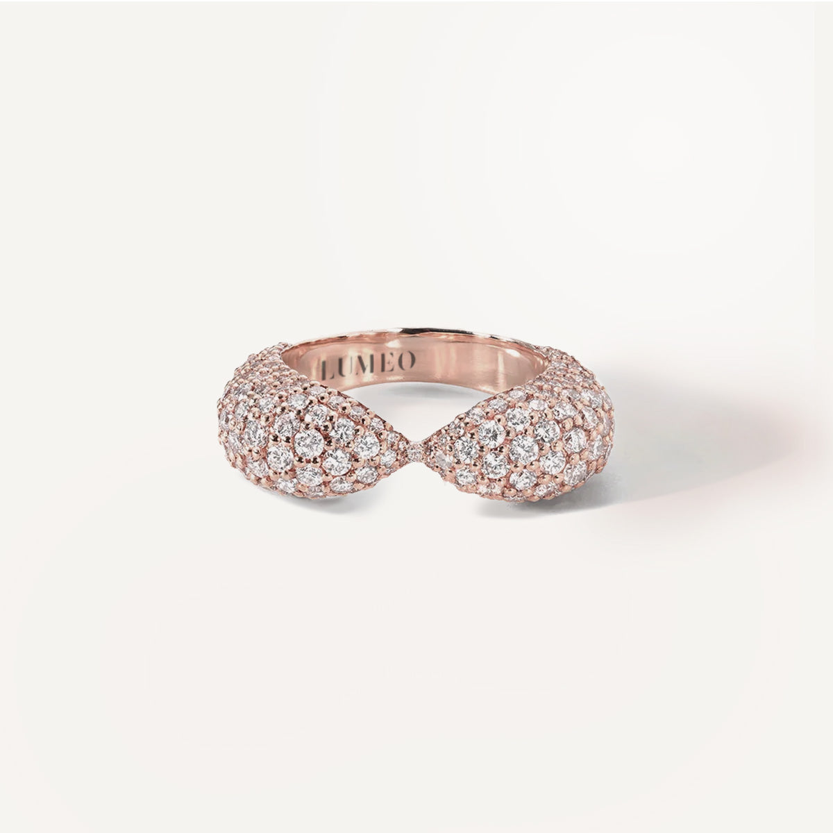 LUMEO Nola Wide Pave Ring in 18k Solid Rose Gold 