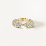 LUMEO Nola Wide Pave Ring in 18k Solid Yellow Gold 