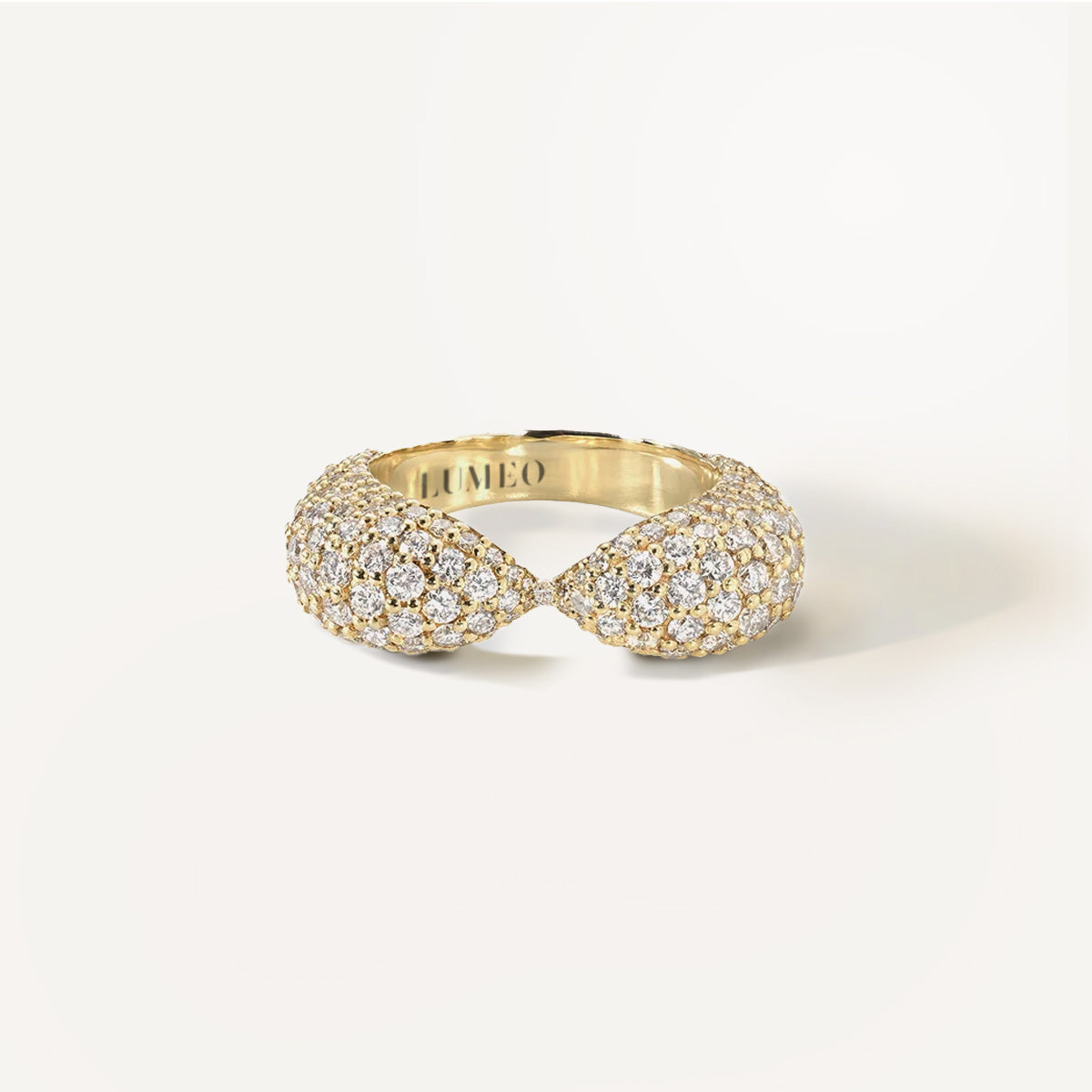 LUMEO Nola Wide Pave Ring in 18k Solid Yellow Gold 