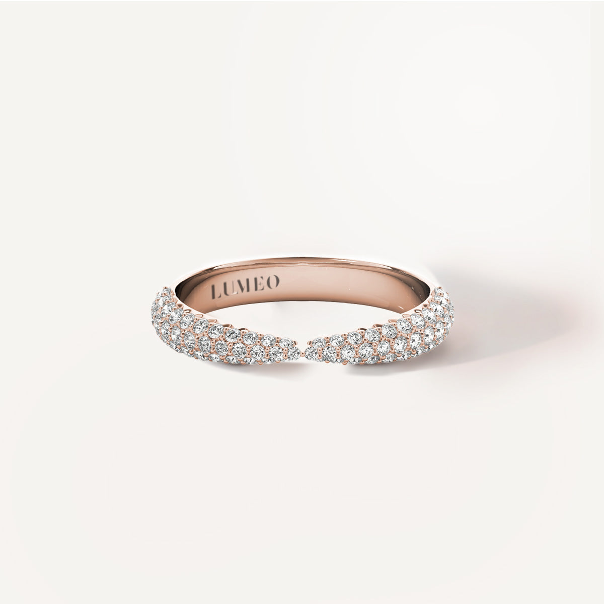 LUMEO Nola Thin Pave Ring in 18k Solid Rose Gold 