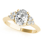 LUMEO Oval Three Stone Diamond Engagement Ring Front View in 18k Solid Yellow Gold 