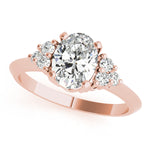 LUMEO Oval Three Stone Diamond Engagement Ring Front View in 18k Solid Rose Gold 