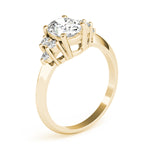 LUMEO Oval Three Stone Diamond Engagement Ring Angle View in 18k Solid Yellow Gold 