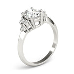 LUMEO Oval Three Stone Diamond Engagement Ring Angle View in Platinum 