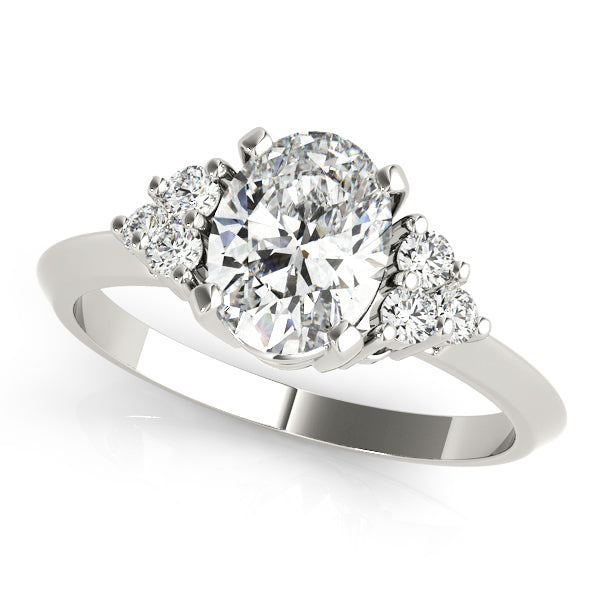 LUMEO Oval Three Stone Diamond Engagement Ring Front View in Platinum 