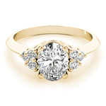 LUMEO Oval Three Stone Diamond Engagement Ring Set in 18k Solid Yellow Gold 
