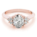 LUMEO Oval Three Stone Diamond Engagement Ring Set in 18k Solid Rose Gold 