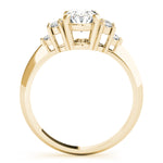 LUMEO Oval Three Stone Diamond Engagement Ring Side View in 18k Solid Yellow Gold 