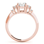 LUMEO Oval Three Stone Diamond Engagement Ring Side View in 18k Solid Rose Gold 