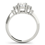 LUMEO Oval Three Stone Diamond Engagement Ring Side View in Platinum 
