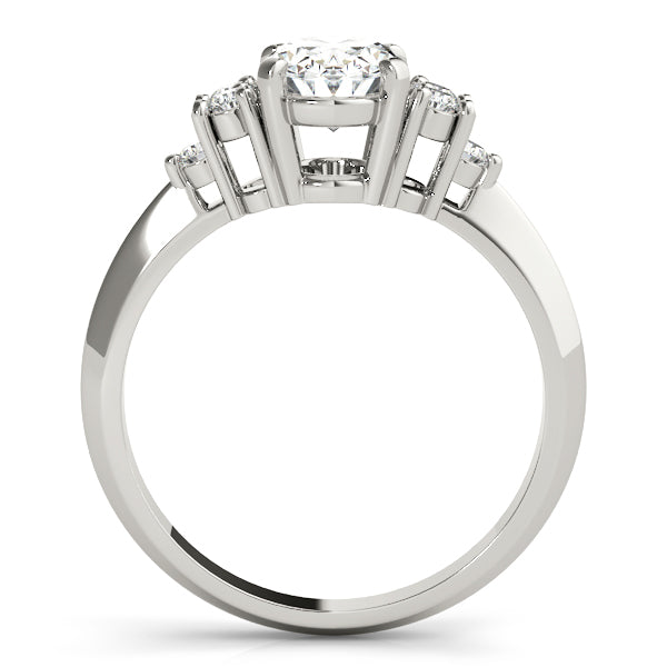 LUMEO Oval Three Stone Diamond Engagement Ring Side View in Platinum 
