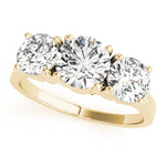 LUMEO Round Three Stone Diamond Engagement Ring Front View in 18k Solid Yellow Gold 