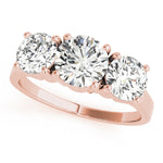 LUMEO Round Three Stone Diamond Engagement Ring Front View in 18k Solid Rose Gold 