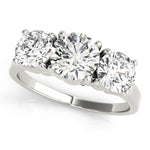 LUMEO Round Three Stone Diamond Engagement Ring Front View in Platinum 
