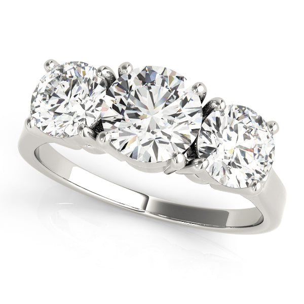 LUMEO Round Three Stone Diamond Engagement Ring Front View in Platinum 