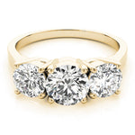 LUMEO Round Three Stone Diamond Engagement Ring Set in 18k Solid Yellow Gold 