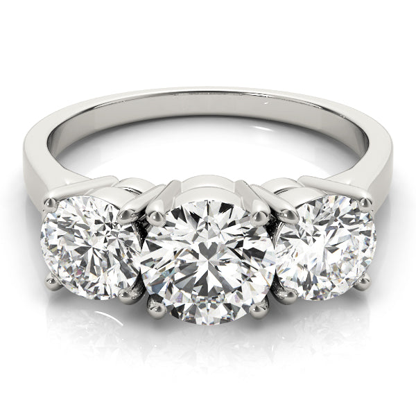 LUMEO Round Three Stone Diamond Engagement Ring Set in Platinum 