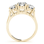 LUMEO Round Three Stone Diamond Engagement Ring Side View in 18k Solid Yellow Gold 