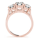 LUMEO Round Three Stone Diamond Engagement Ring Side View in 18k Solid Rose Gold 