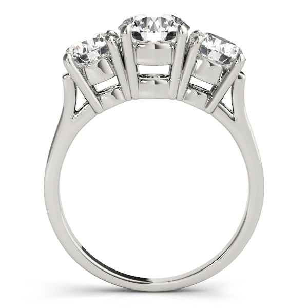 LUMEO Round Three Stone Diamond Engagement Ring Side View in Platinum 