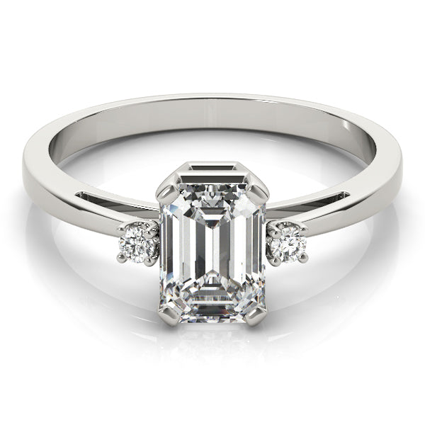LUMEO Emerald Three Stone Diamond Engagement Ring Set in Platinum 