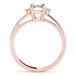 LUMEO Emerald Three Stone Diamond Engagement Ring Side View in 18k Solid Rose Gold 