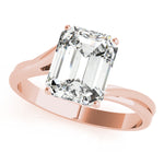 LUMEO Emerald Solitaire Diamond Engagement Ring Front View in 18k Solid Rose Gold 