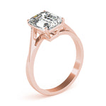 LUMEO Emerald Solitaire Diamond Engagement Ring Angle View in 18k Solid Rose Gold 