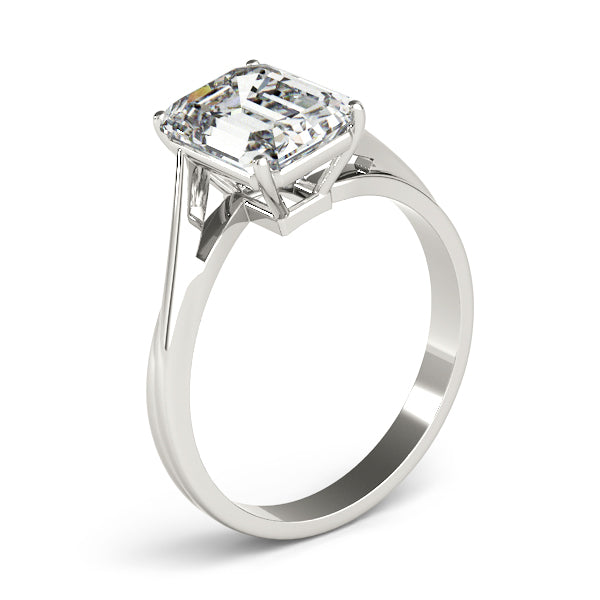 LUMEO Emerald Solitaire Diamond Engagement Ring Angle View in Platinum 