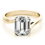 LUMEO Emerald Solitaire Diamond Engagement Ring Set in 18k Solid Yellow Gold 