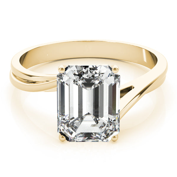 LUMEO Emerald Solitaire Diamond Engagement Ring Set in 18k Solid Yellow Gold 