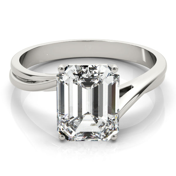 LUMEO Emerald Solitaire Diamond Engagement Ring Set in Platinum 