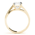 LUMEO Emerald Solitaire Diamond Engagement Ring Side View in 18k Solid Yellow Gold 