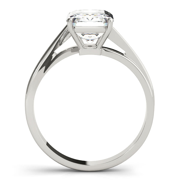 LUMEO Emerald Solitaire Diamond Engagement Ring Side View in Platinum 