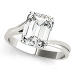 LUMEO Emerald Solitaire Diamond Engagement Ring Front View in Platinum 