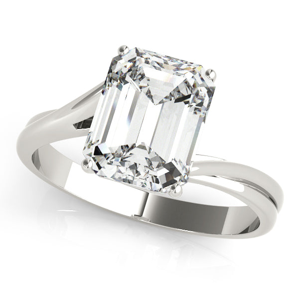 LUMEO Emerald Solitaire Diamond Engagement Ring Front View in Platinum 