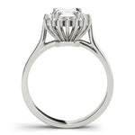 LUMEO Emerald Halo Diamond Engagement Ring Side View in Platinum 