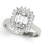 LUMEO Emerald Halo Diamond Engagement Ring Front View in Platinum 